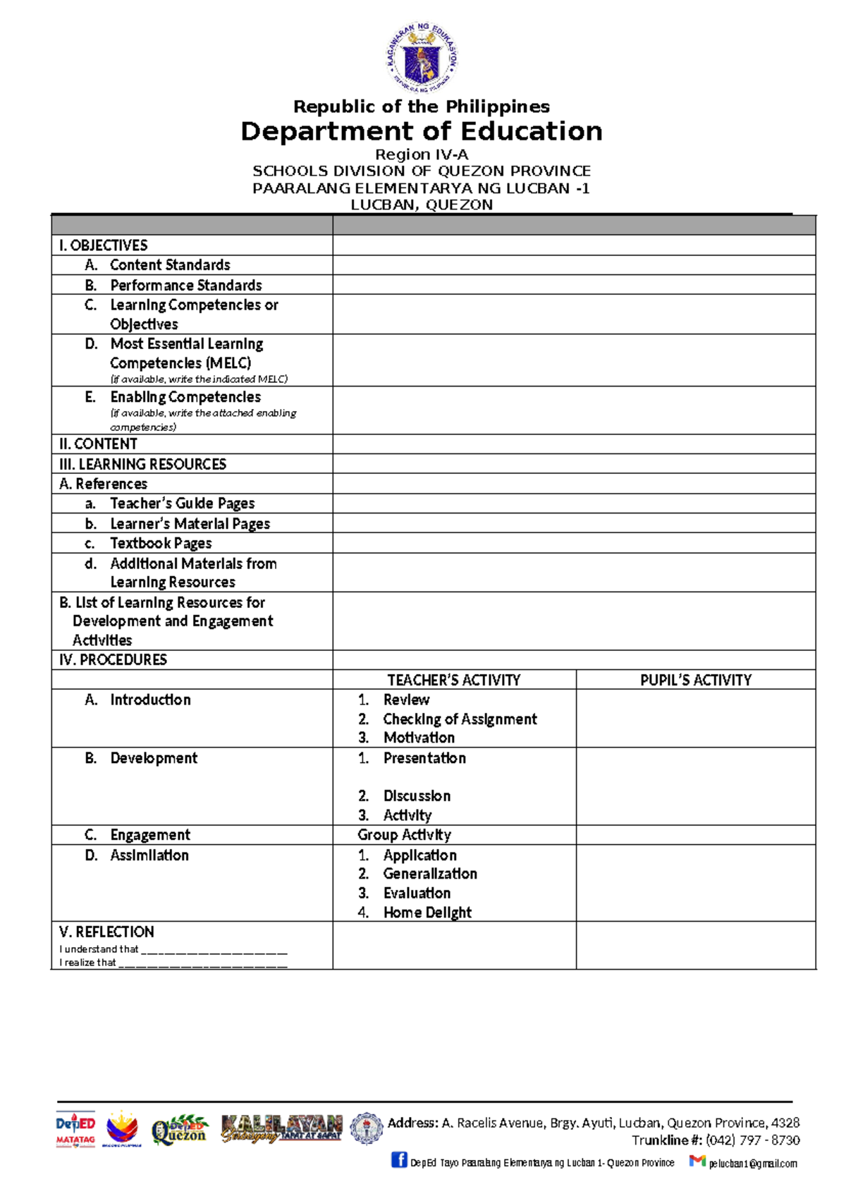 LP-Parts - This is a lesson plan format - DepEd Tayo Paaralang ...