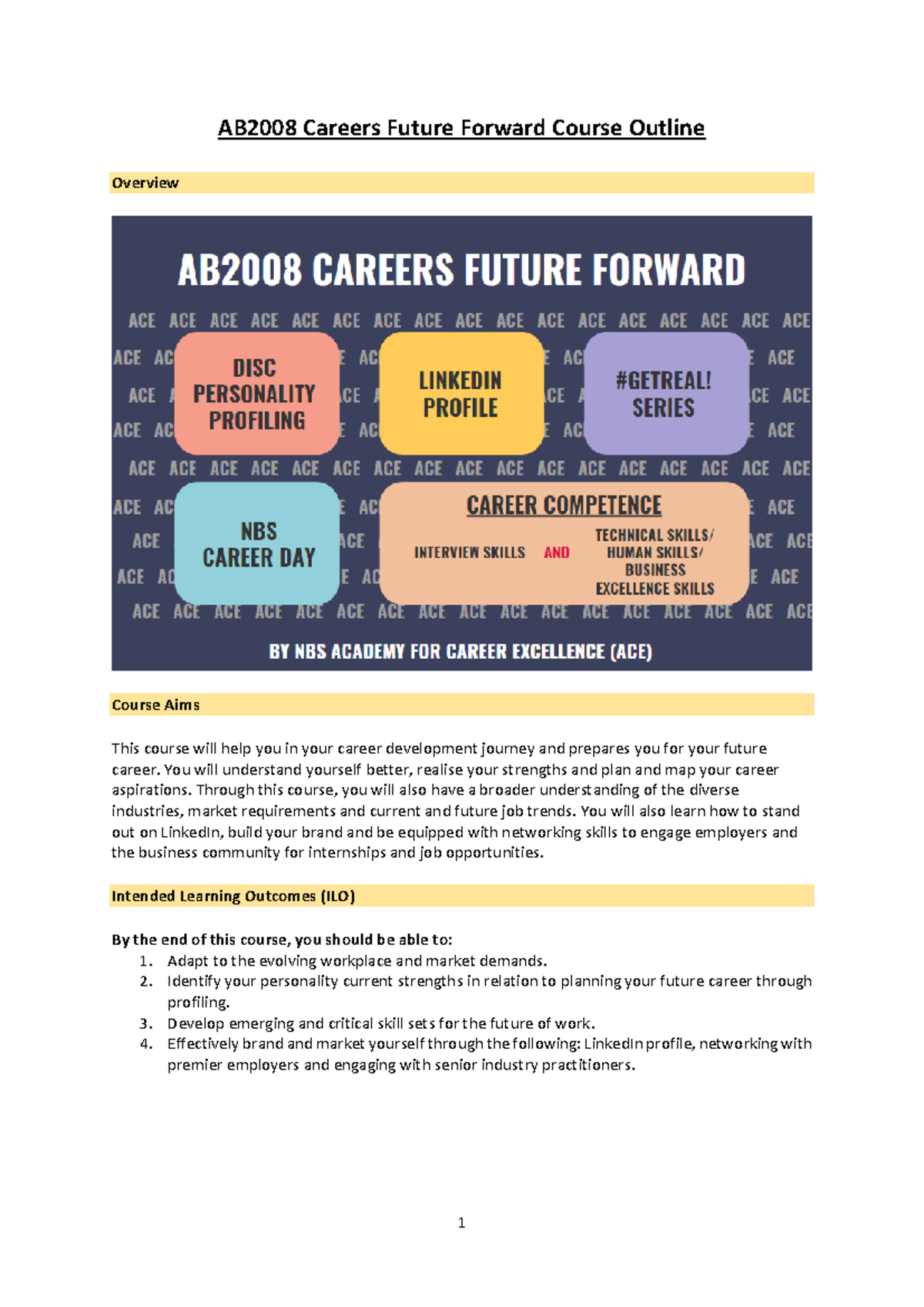 AB2008 Careers Future Forward Course Outline for Students (AY24S1 ...