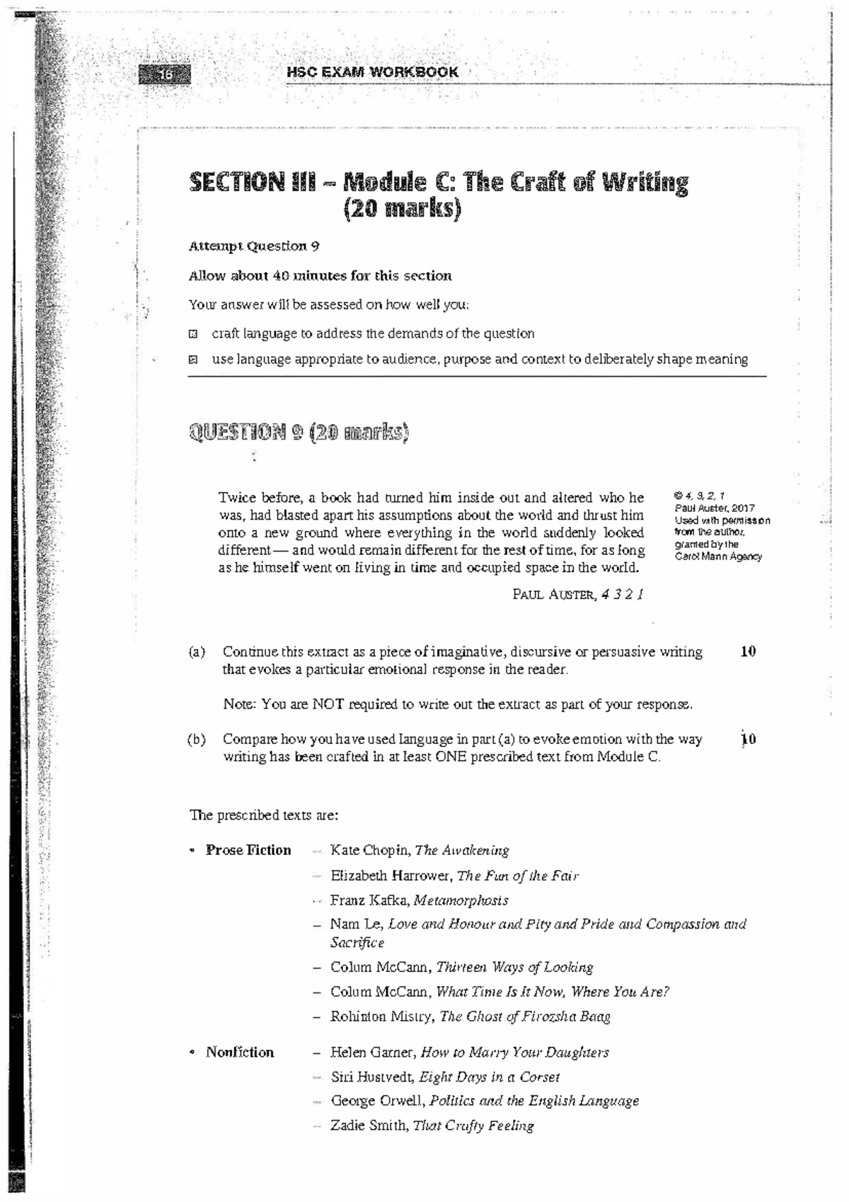2019 HSC ADV Module C: Exam Workbook - The Craft of Writing - Studocu