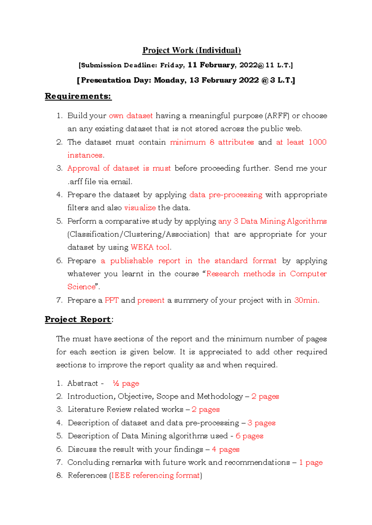 Data Mining Project Guidelines (CS 101) - Individual Submission - Studocu