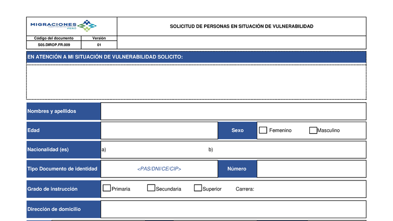 Solicitud de Personas en Situación de Vulnerabilidad - S05.DIROP.FR.009 ...