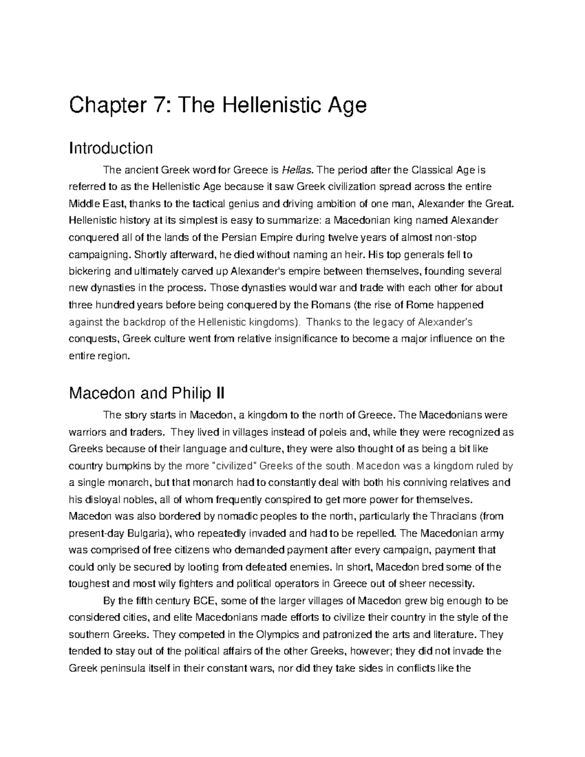 Chapter 7: The Hellenistic Age Overview - Studocu