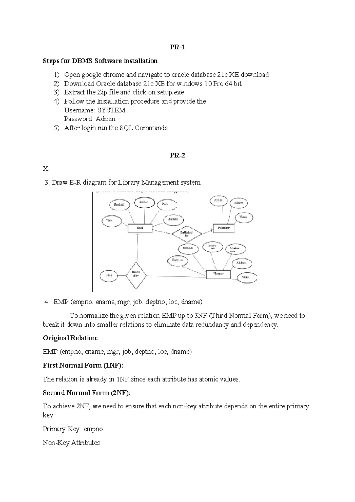 DBMS Installation & Normalization Steps - K Scheme DMS PR 1-10 - Studocu