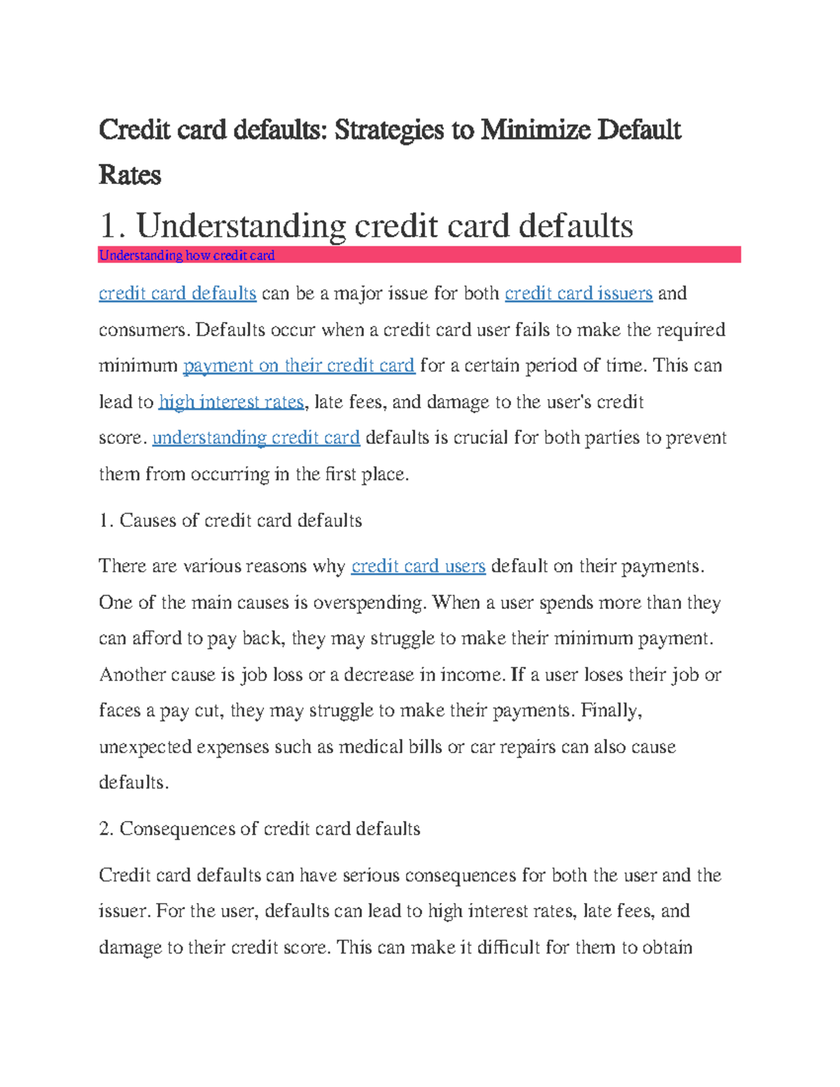Credit defaults - These are purely lecture notes, do more research ...