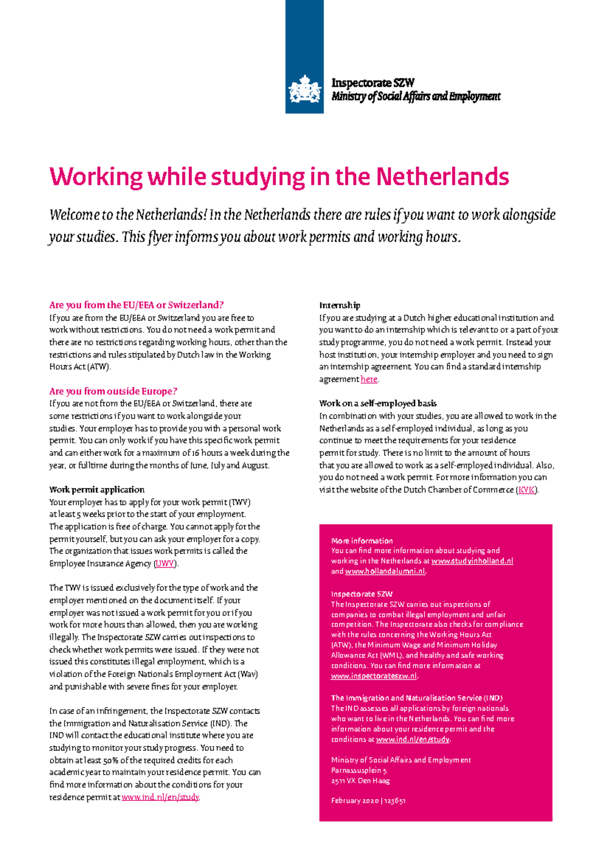 Working While Studying in the Netherlands: EU, EEA &amp; Non-EU Guidelines ...