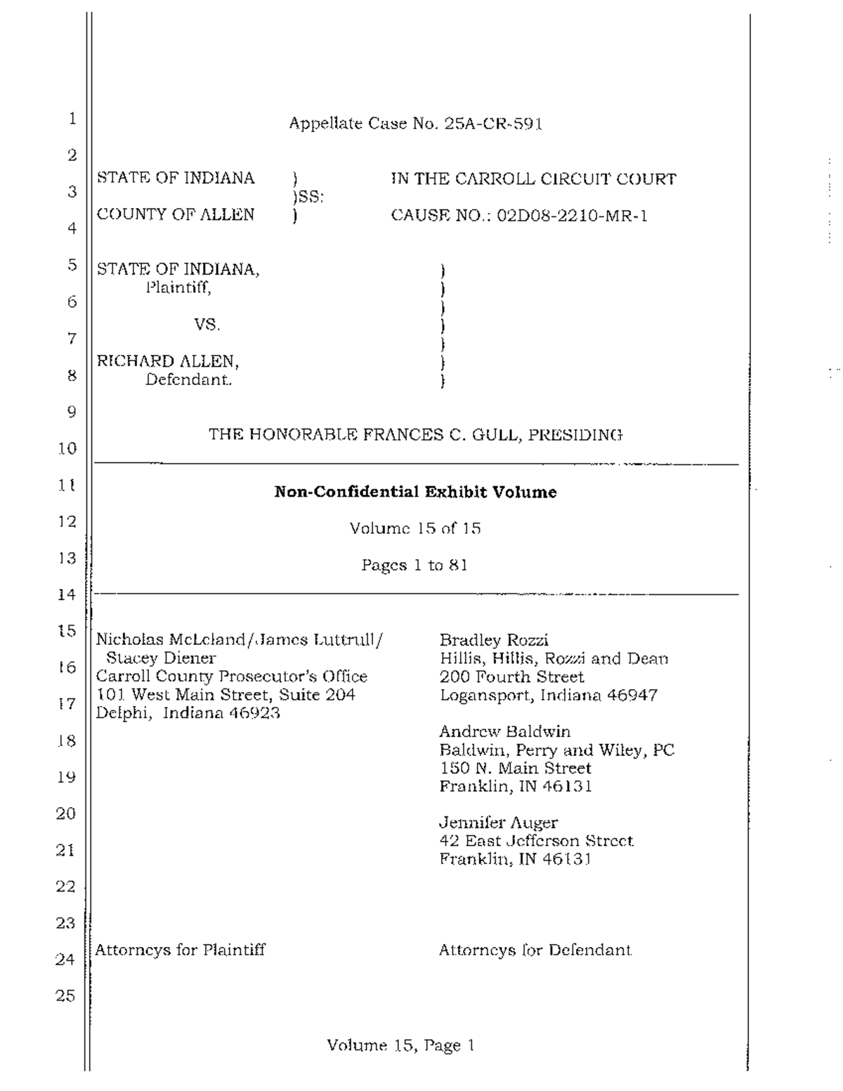 Exhibit Volume 15: State of Indiana vs. Richard M. Allen - Appellate ...