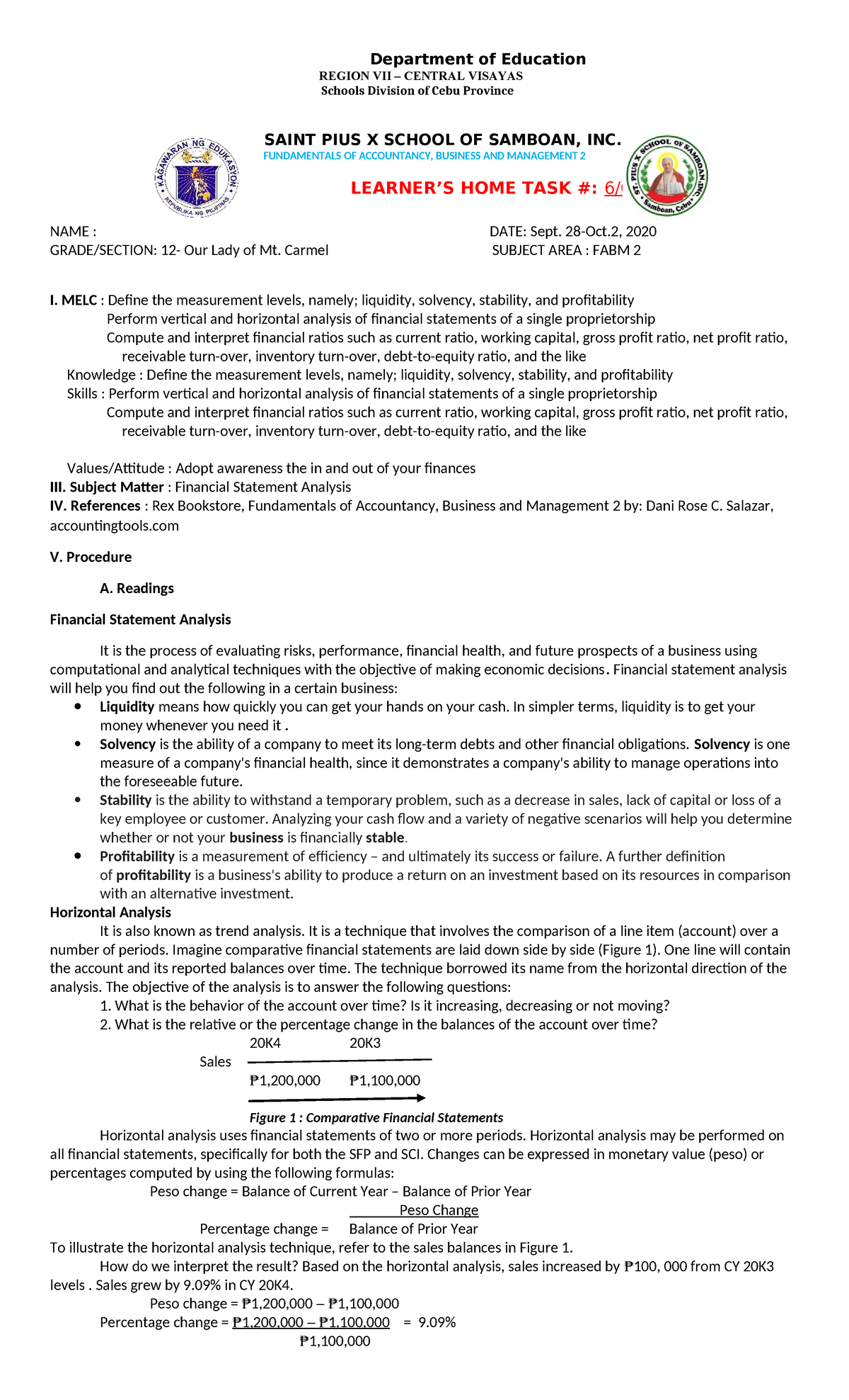 FABM 2 Module 6 - Financial Statement Analysis Assignment - Studocu