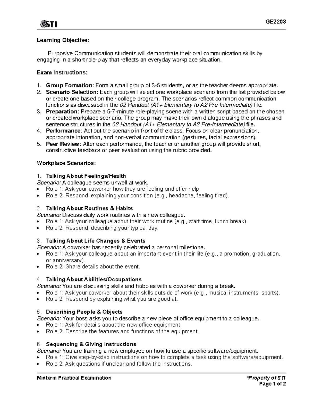 MT GE2203 - Purposive Communication Midterm Practical Exam Guide - Studocu