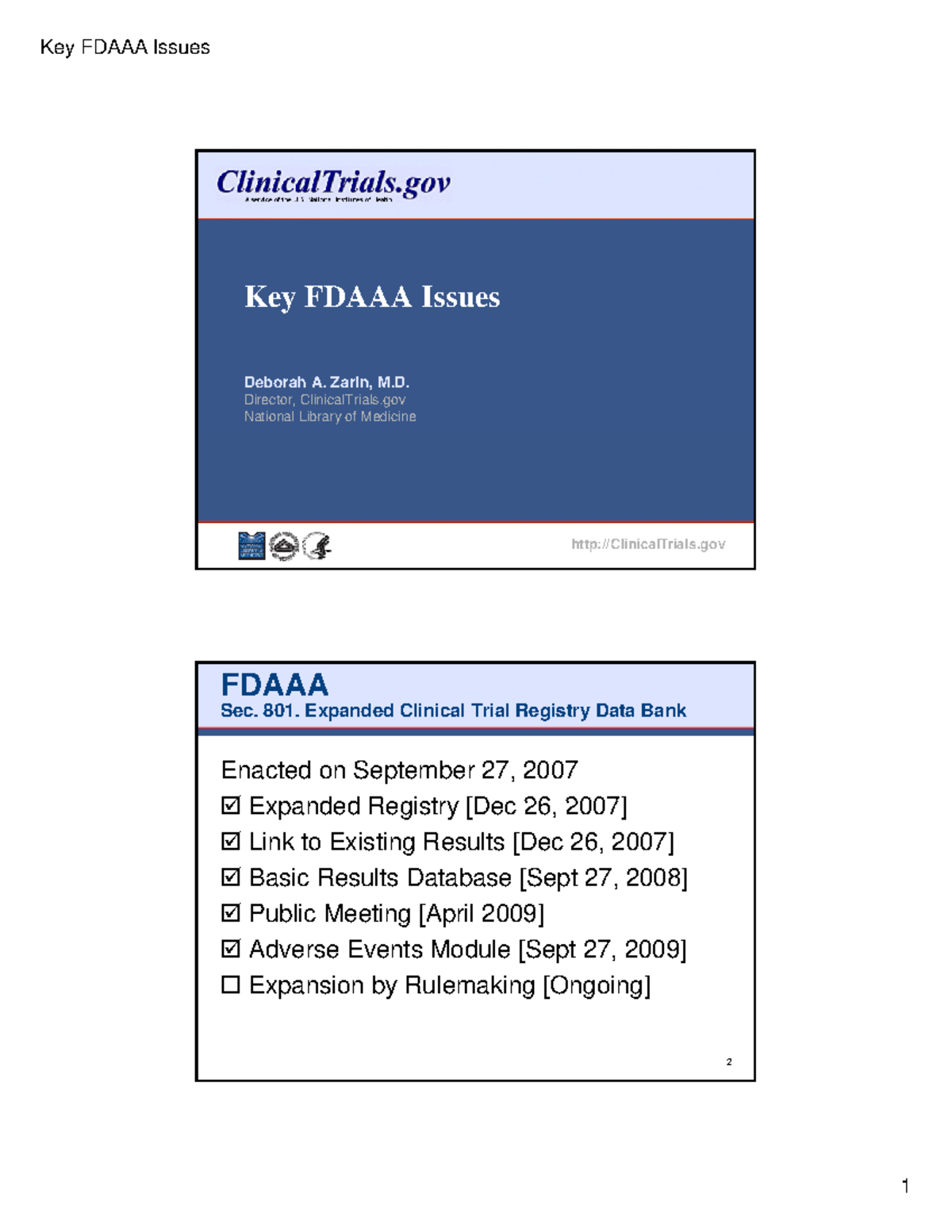 FDAAA Lecture Notes - Key Issues and Reporting Requirements - Studocu