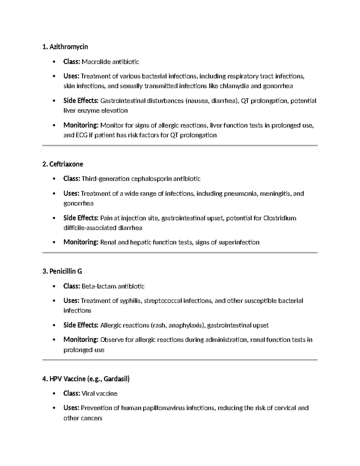 Mod1Meds - Medication classes and tx - 1. Azithromycin Class: Macrolide ...