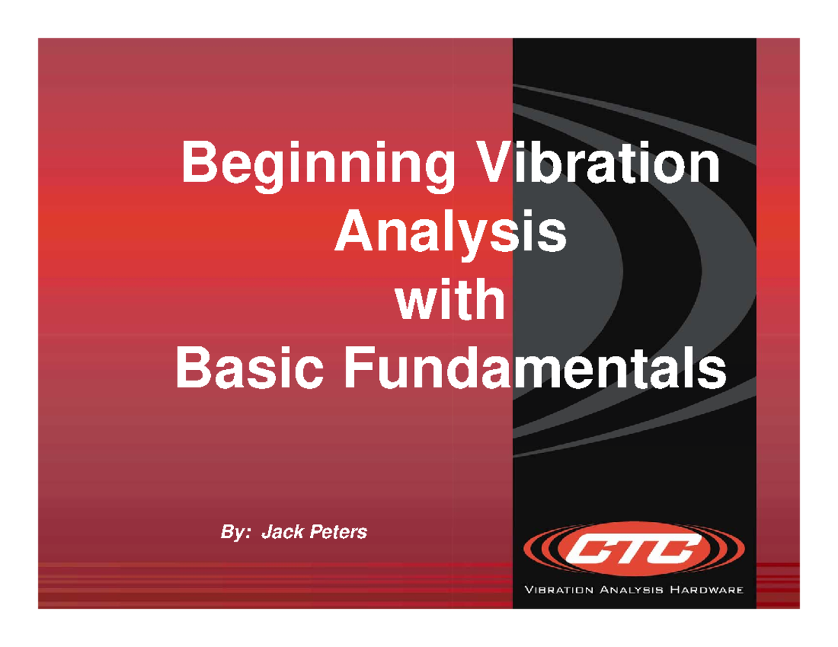 Beginning Vibration Analysis Fundamentals: Insights and Concepts - Studocu