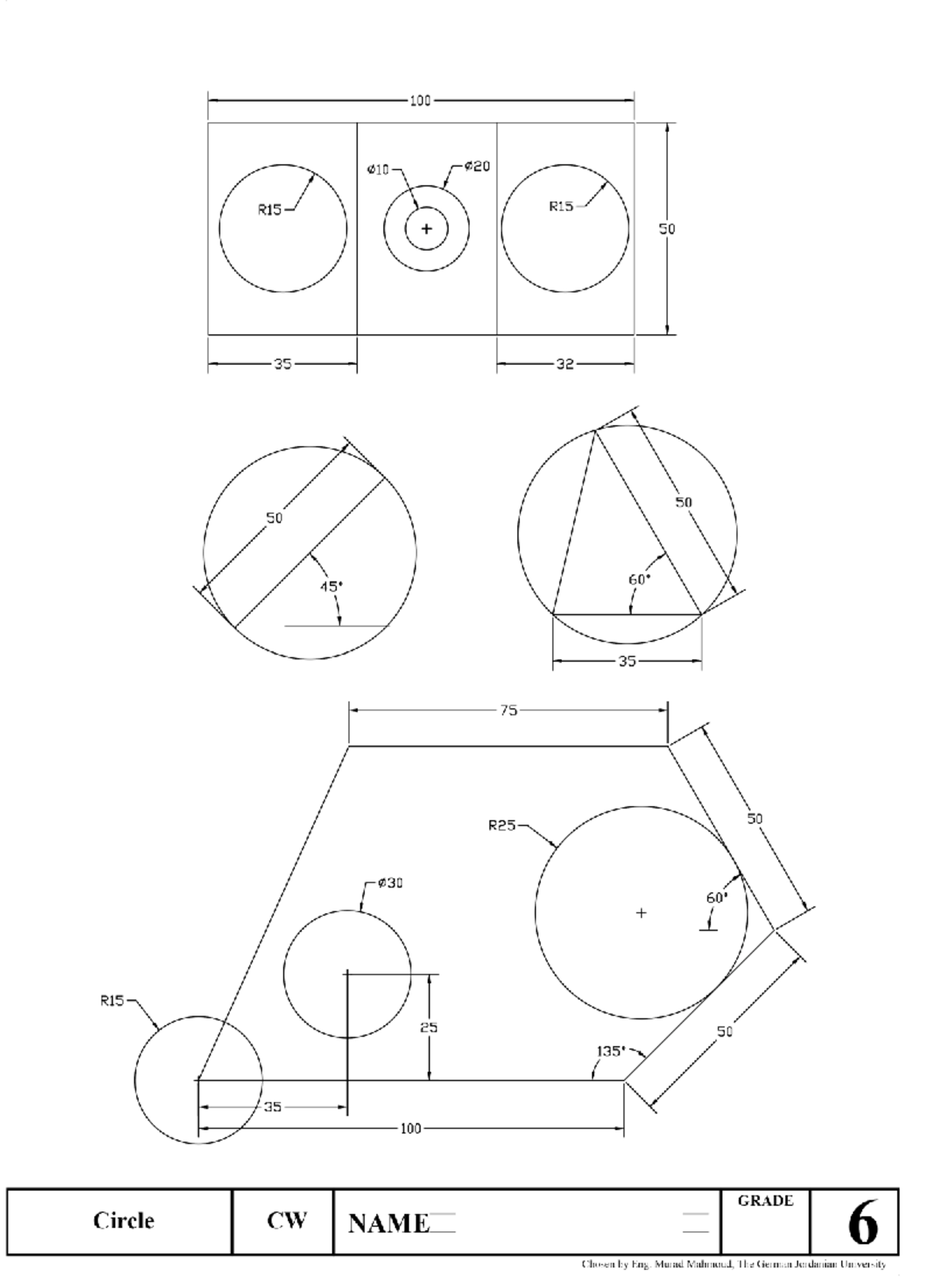 Sesión 05-cad2 - Autocad - Diseño Mecanico - 100 010 020 R15 R15 50 35 ...
