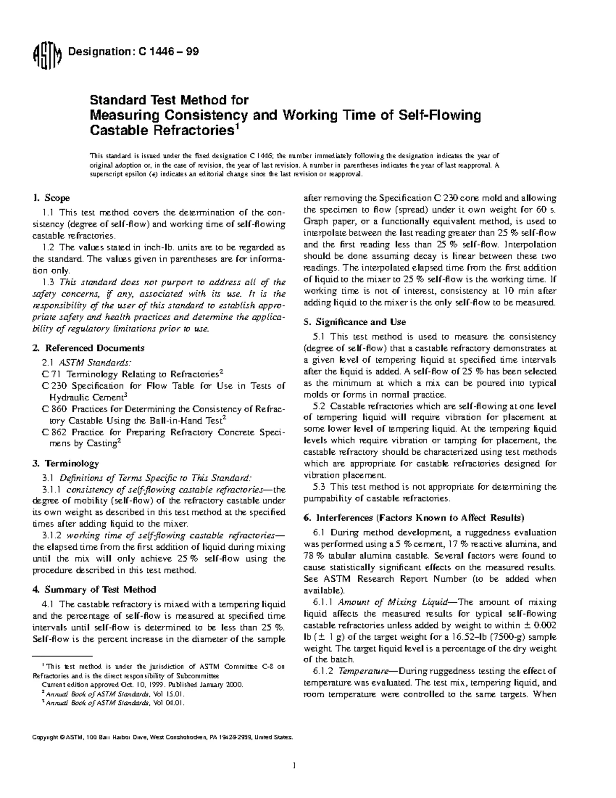 C865 - Standard Practice for Firing Refractory Concrete Specimens - Studocu