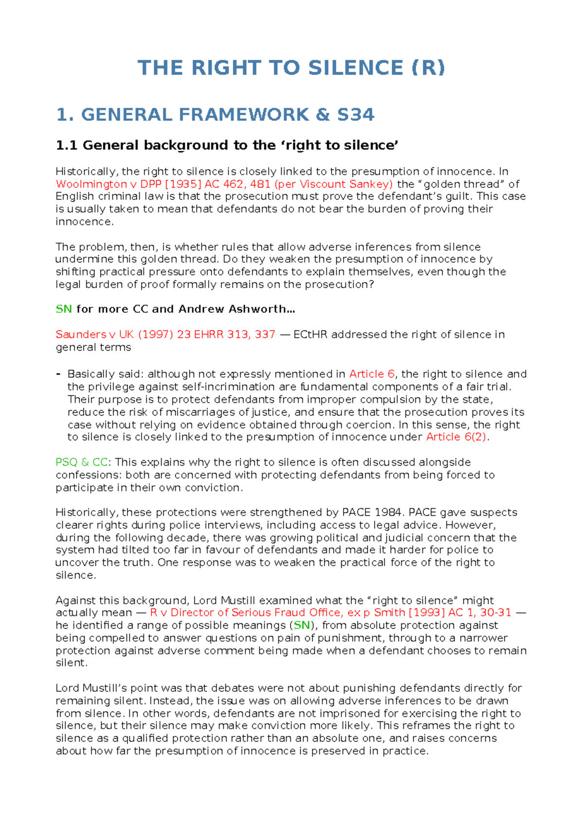 Right to Silence Evidence (R) - Analyzing Legal Framework and ...