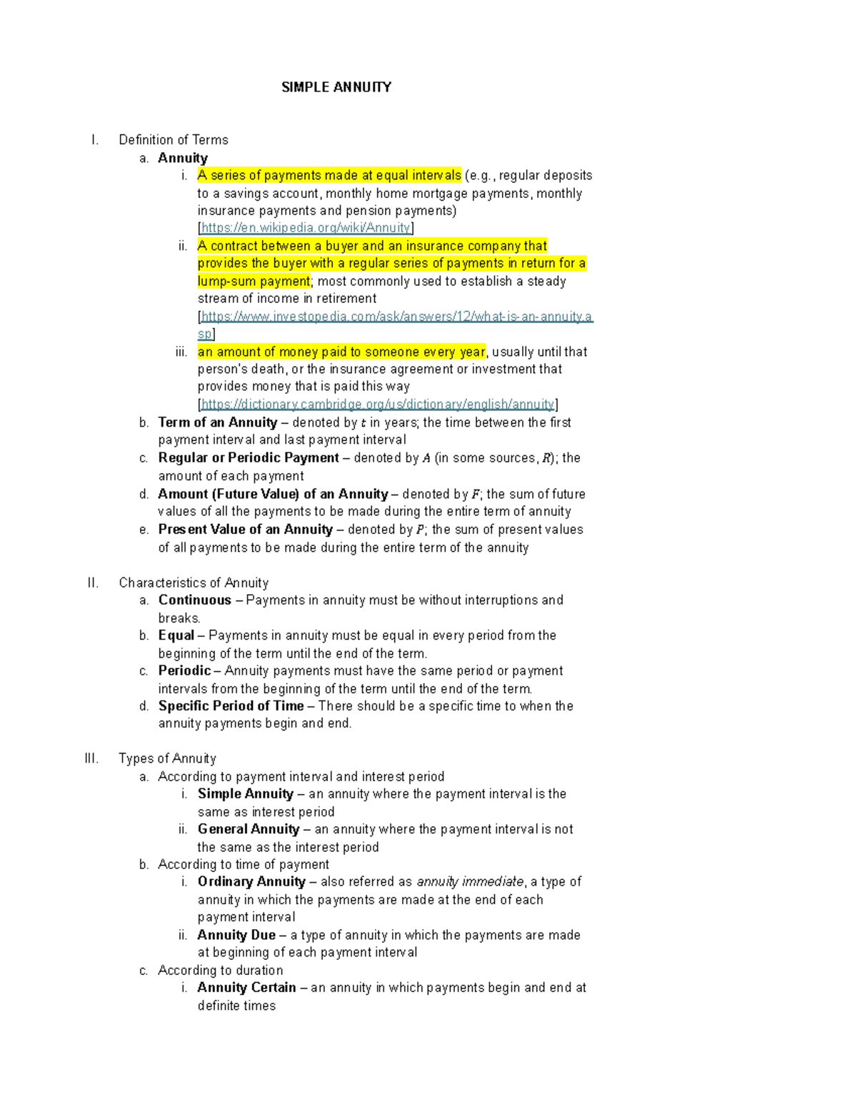 Simple Annuity Concepts and Calculations (FIN-101) - Studocu