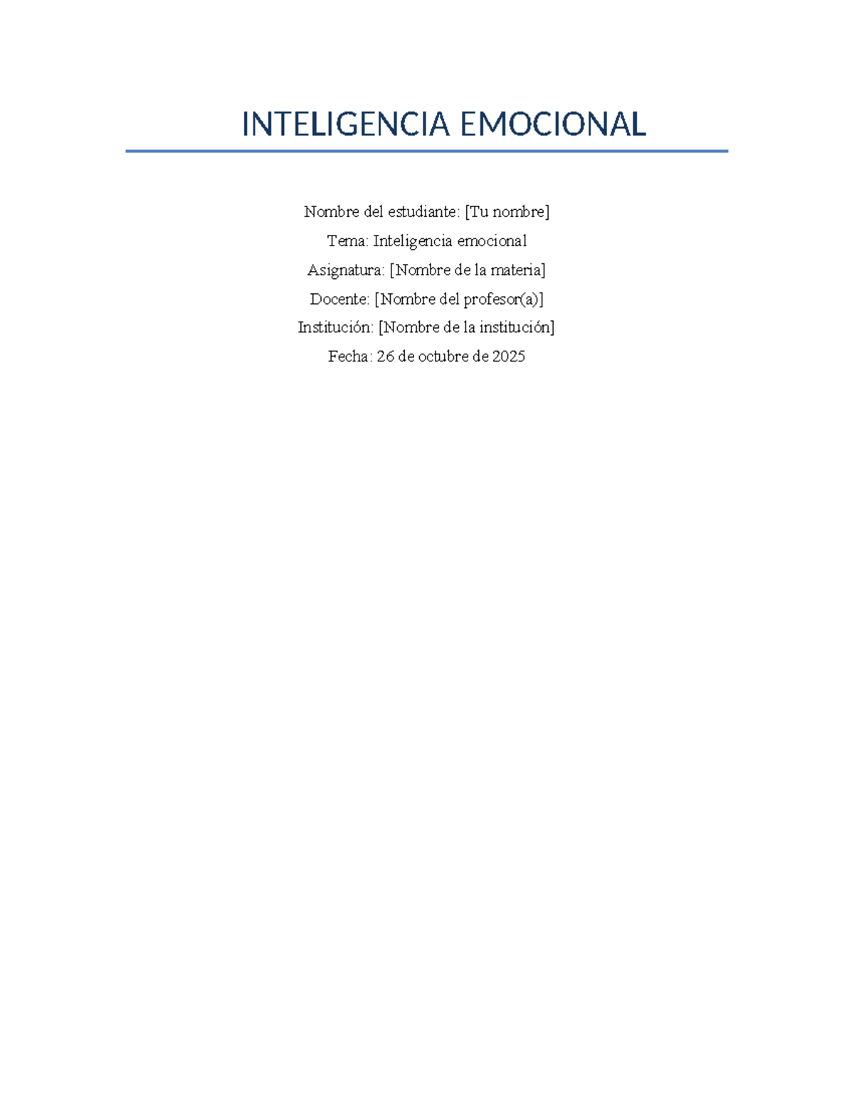 Investigación sobre Inteligencia Emocional en la Vida Cotidiana y ...