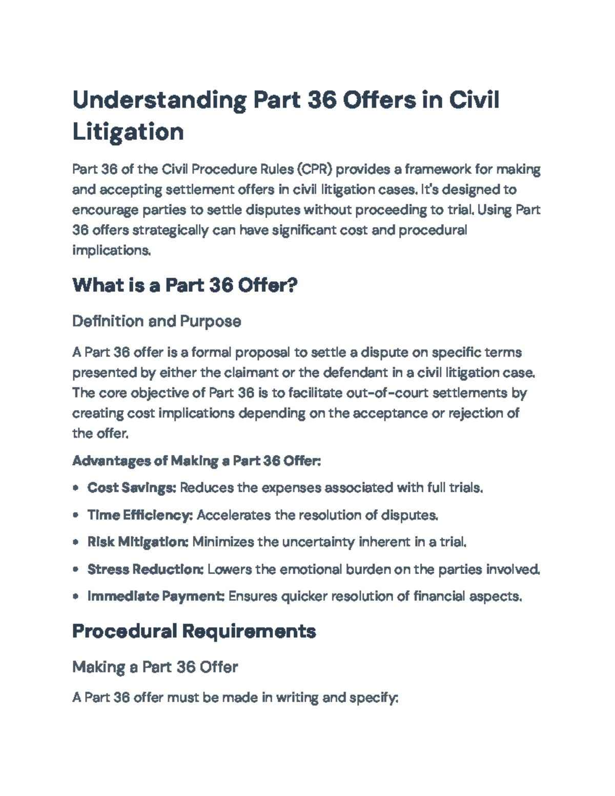 Understanding Part 36 Offers in Civil Litigation: Strategic Insights ...