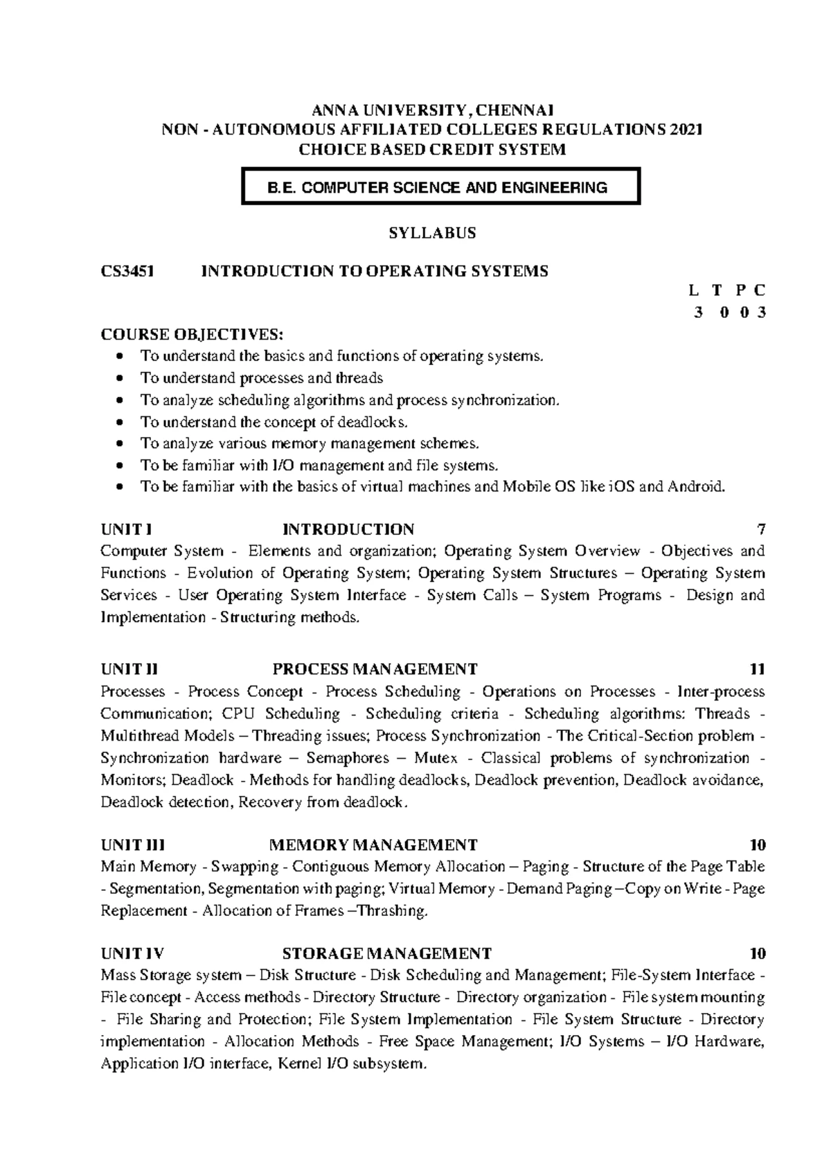 CS3451 - Operating Systems Unit 1 Notes: Overview & Key Concepts - Studocu