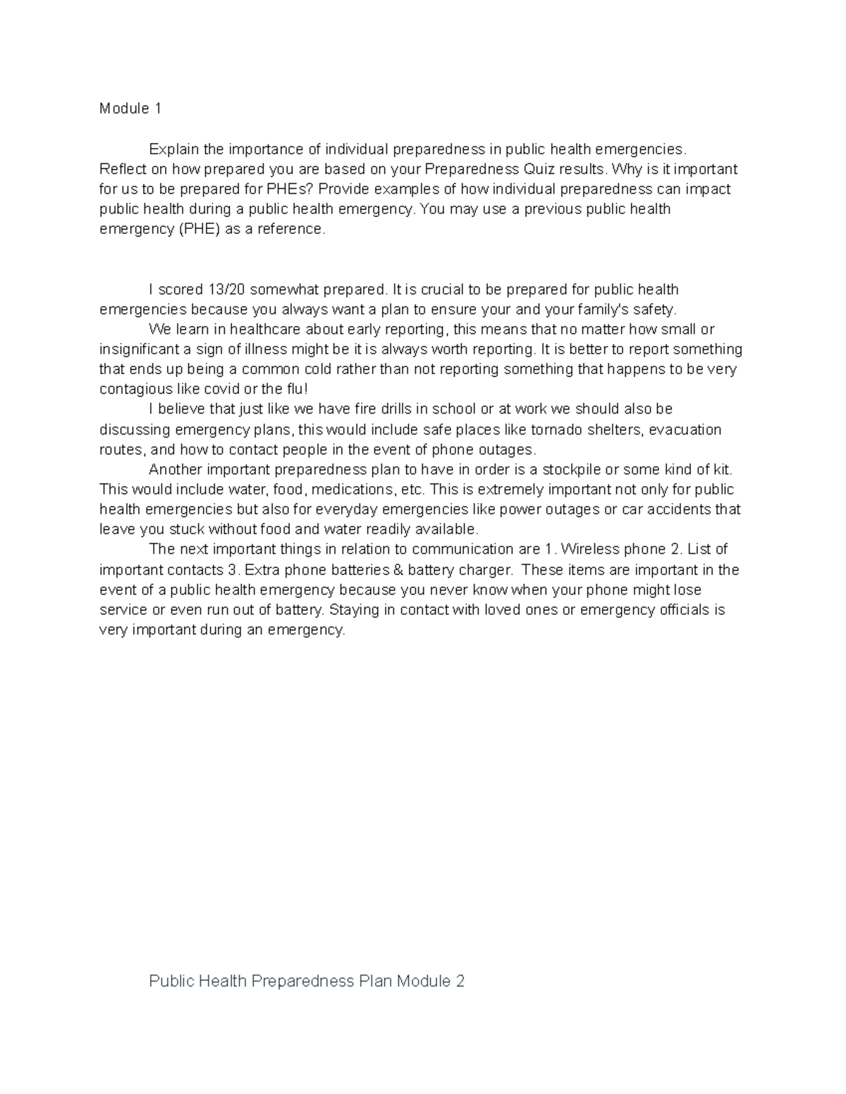 Public Health Emergency Preparedness Plan: PH-20015-002 - Studocu