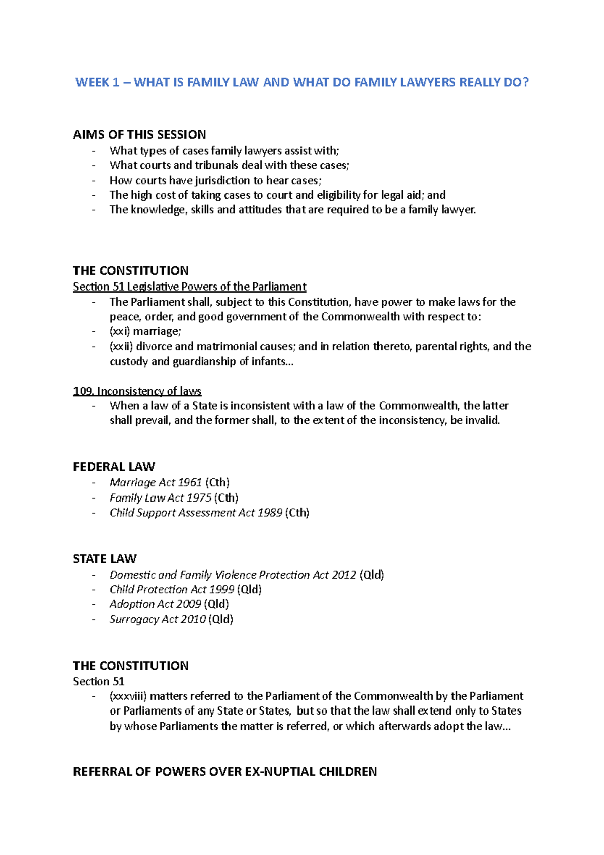 Week 1 - Lecture notes 1 - LLB243 - QUT - Studocu