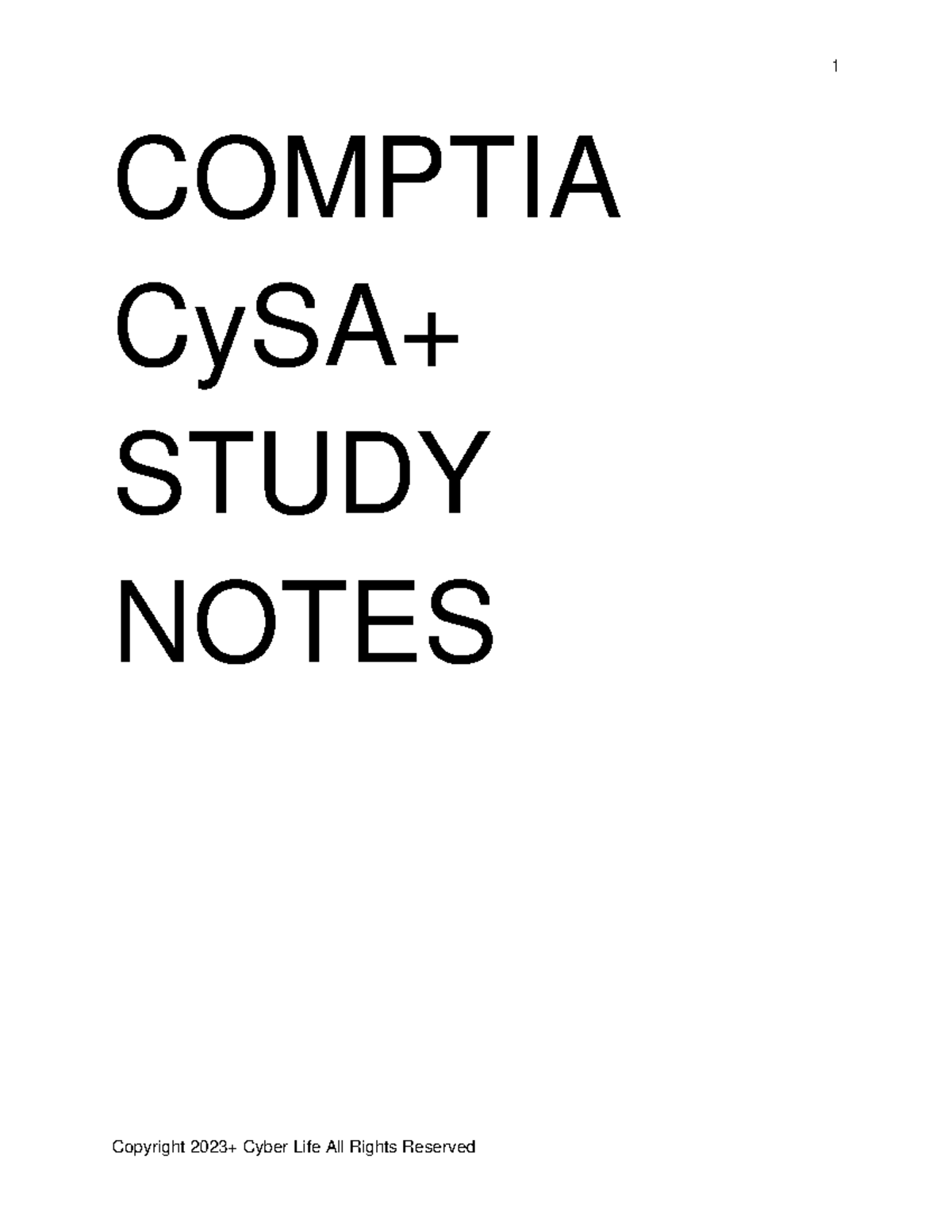CompTIA CySA+ Final Exam Study Notes and Key Concepts - Studocu