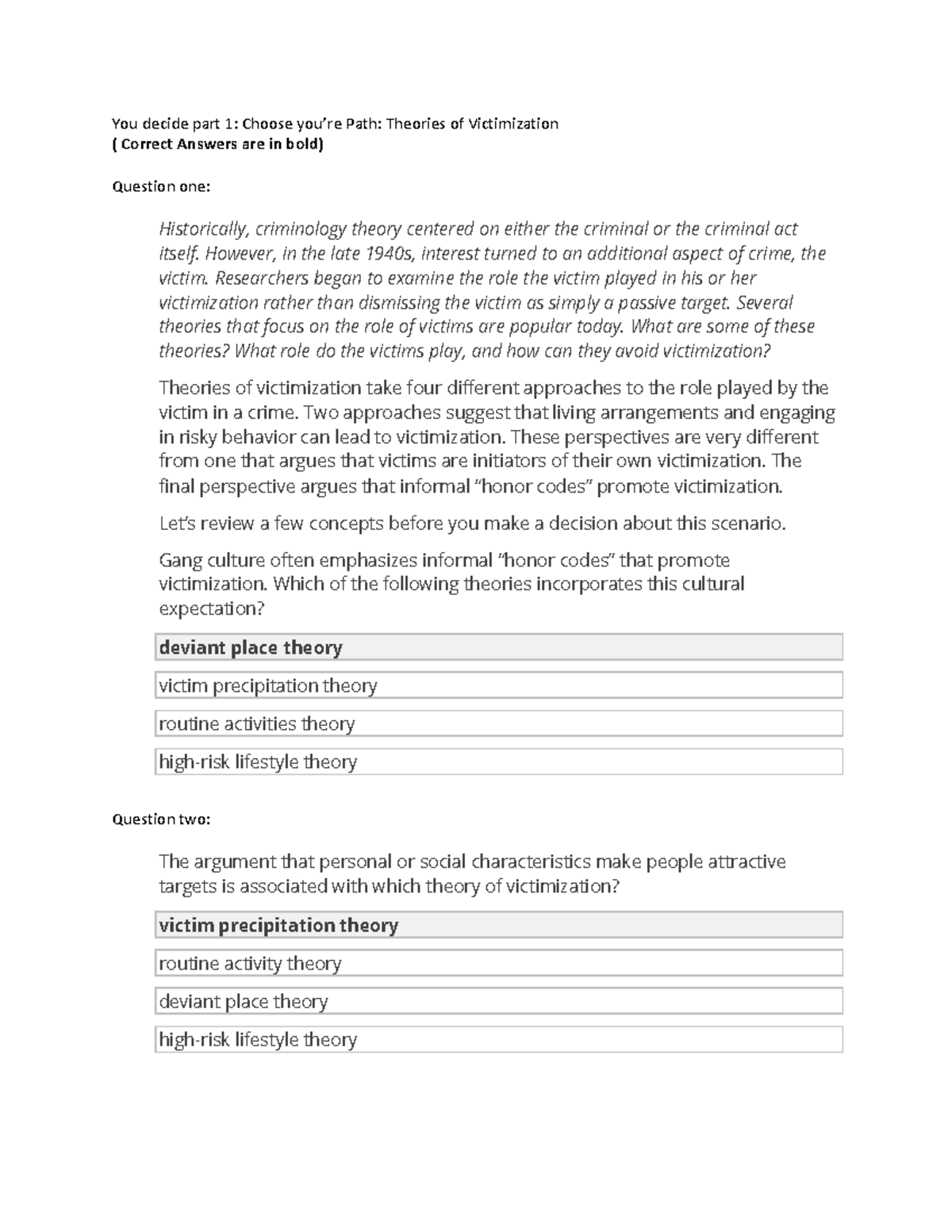 Victimization Theories - Chapter 3 Overview and Key Concepts - Studocu