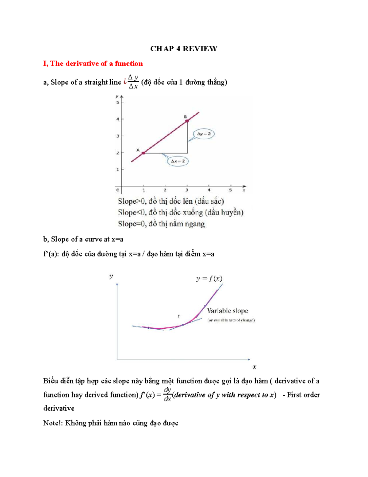 CHAP 4 REVIEW - Derivatives and Differentiation Concepts (M4B) - Studocu