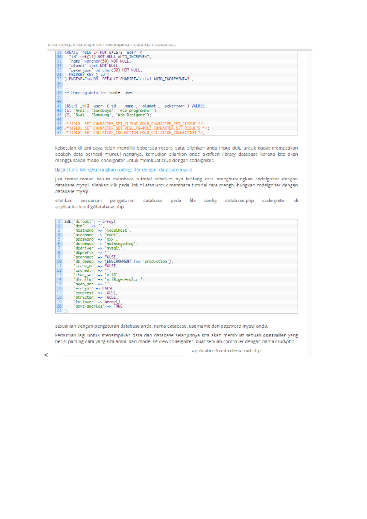 CRUD CodeIgniter Implementation Guide - Semoga Bermanfaat - Studocu