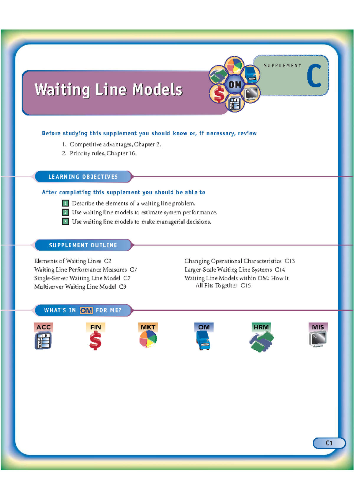 Queuing Theory Supplement: Waiting Line Models (C) - Studocu