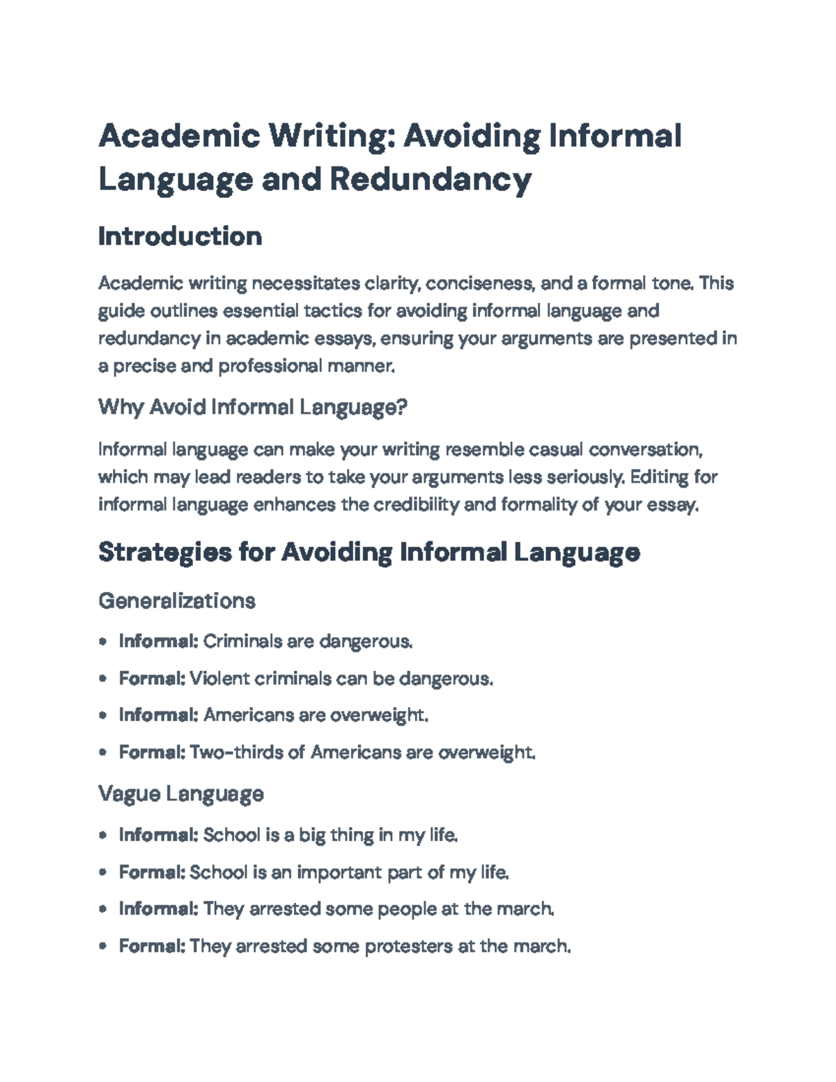 Guidelines for Effective Academic Writing: Formality & Conciseness ...