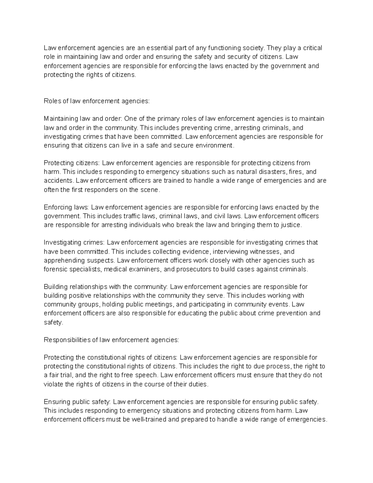 Roles and Responsibilities of Law Enforcement Agencies: A Detailed ...