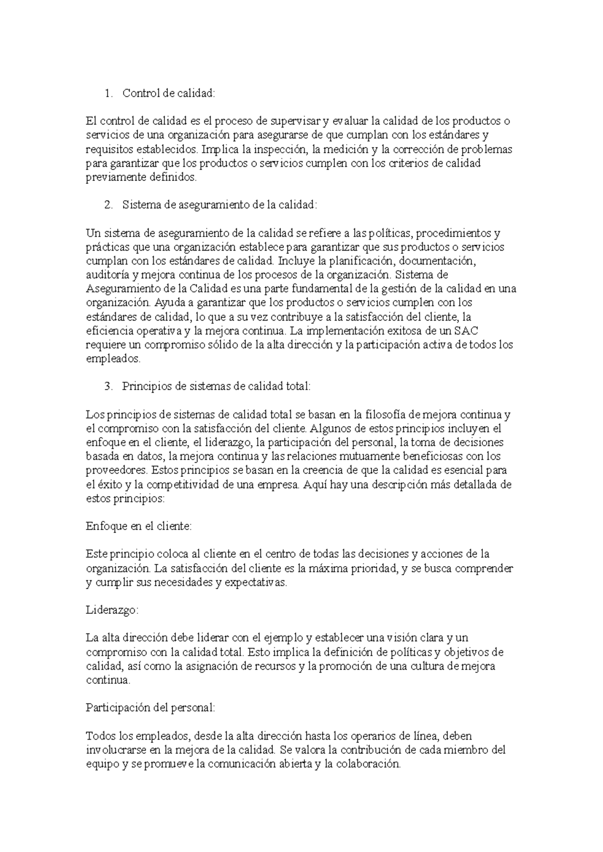 Unidad 3: Control y Aseguramiento de la Calidad Total - Studocu
