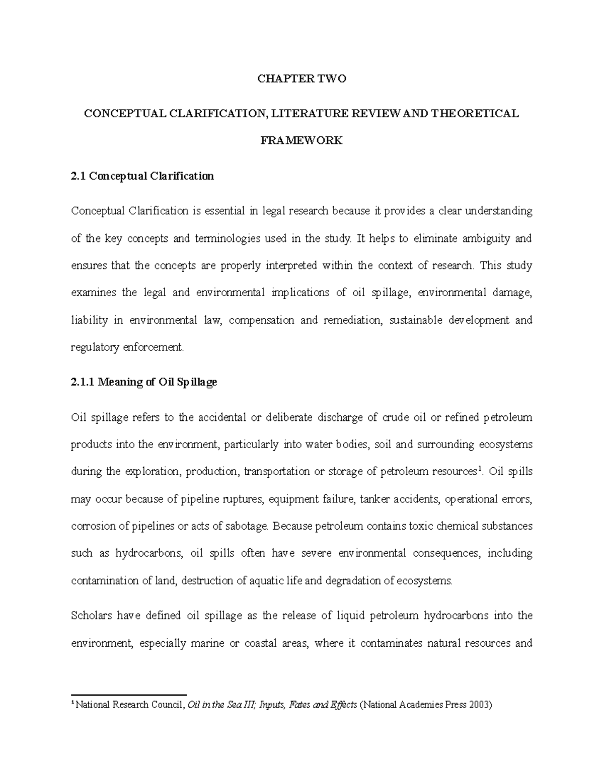 CHAPTER TWO: CONCEPTUAL CLARIFICATION & LITERATURE REVIEW ON OIL ...