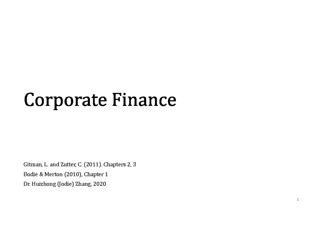 IF Corporate Finance - Practical Notes on Chapters 2 & 3 - Studocu
