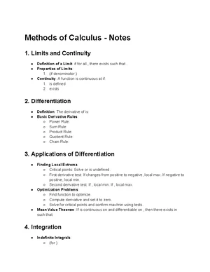 Methods Of Calculus - Includes examples and notes on linear functions ...