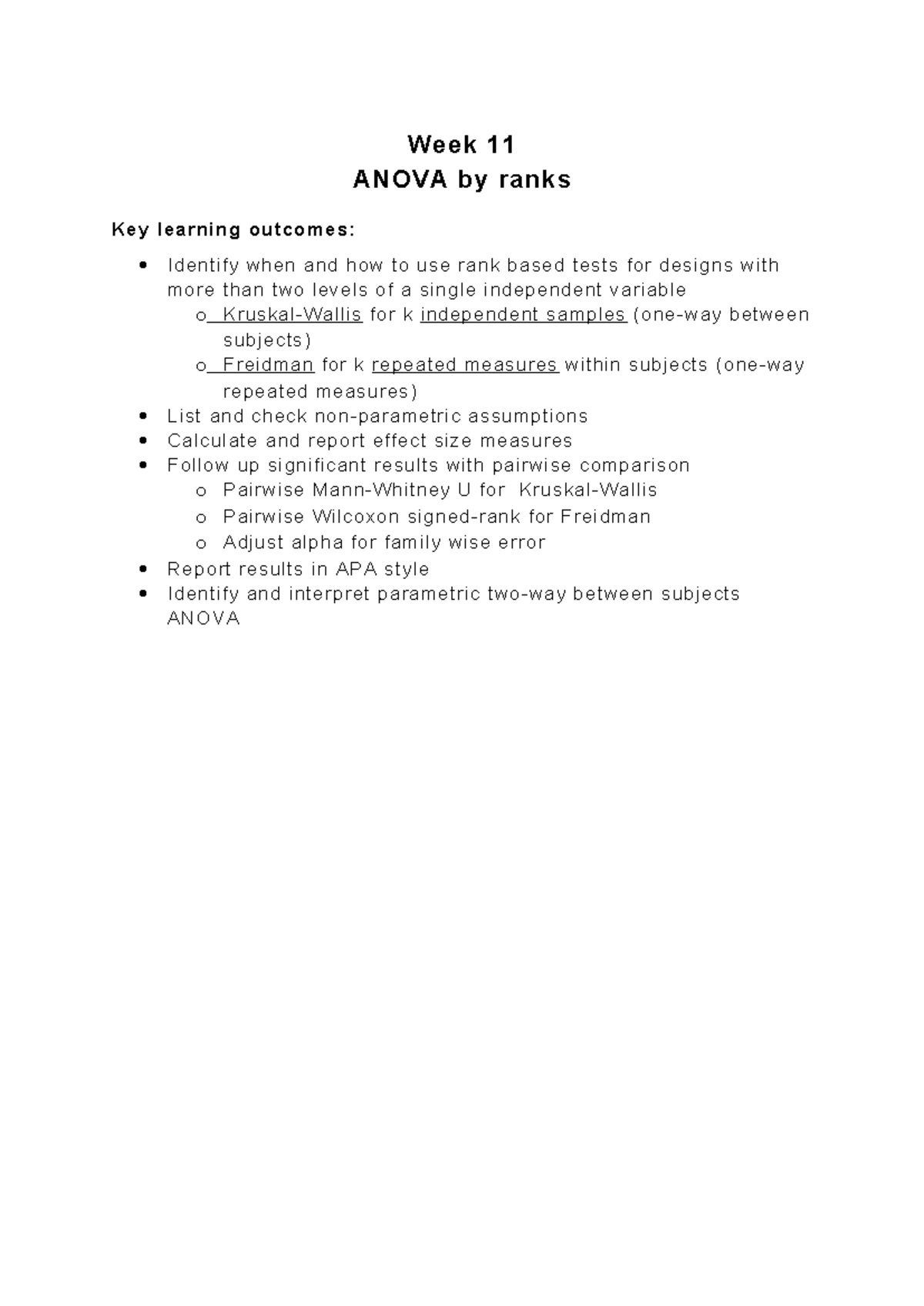 Wk11wb - Practice Questions for Anova by Ranks - Week 1 1 ANOVA by ...