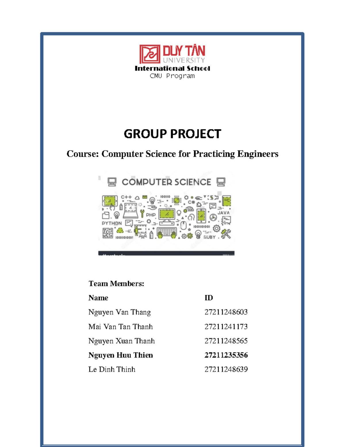 Computer Science for Practicing Engineers Group Project (2023) - Studocu