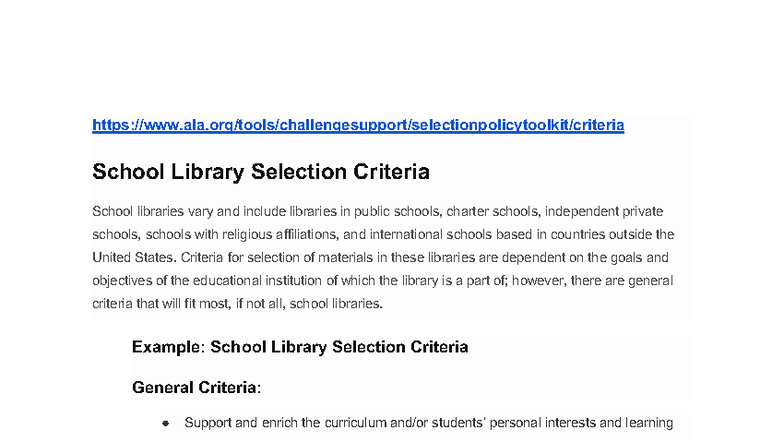 School Library Selection Criteria: Guidelines for Material Evaluation ...