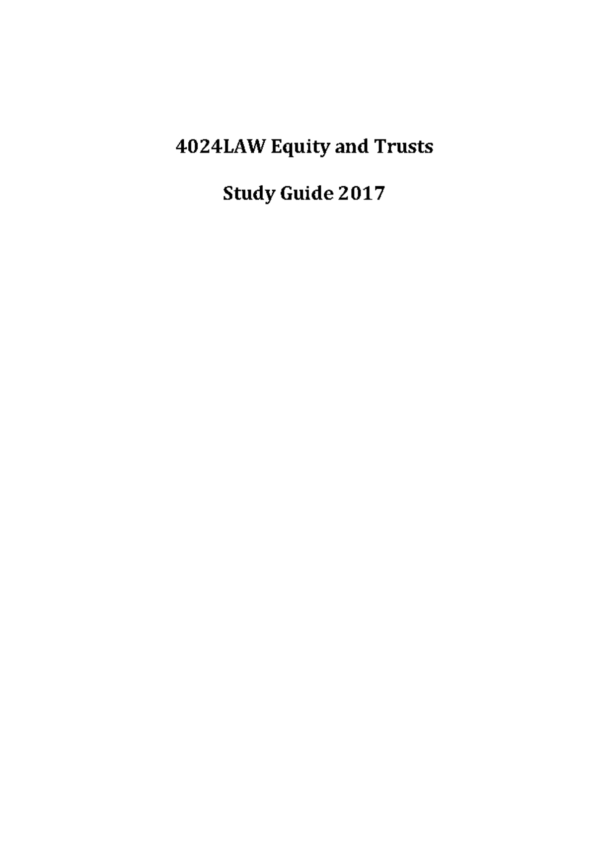 LAW Equity and Trusts Study Guide - 4024LAW Equity and Trusts Study ...