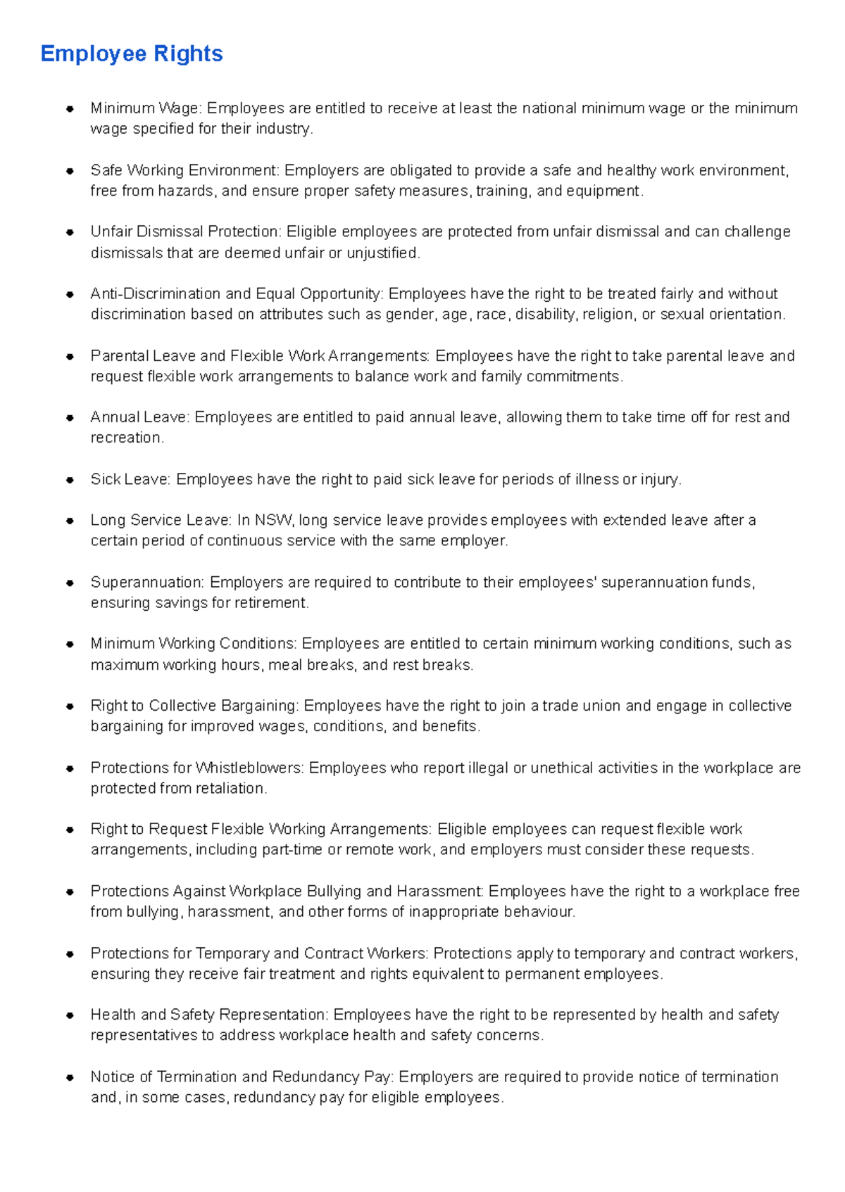 Lindividuals and work - List of rights and responsibilties for ...