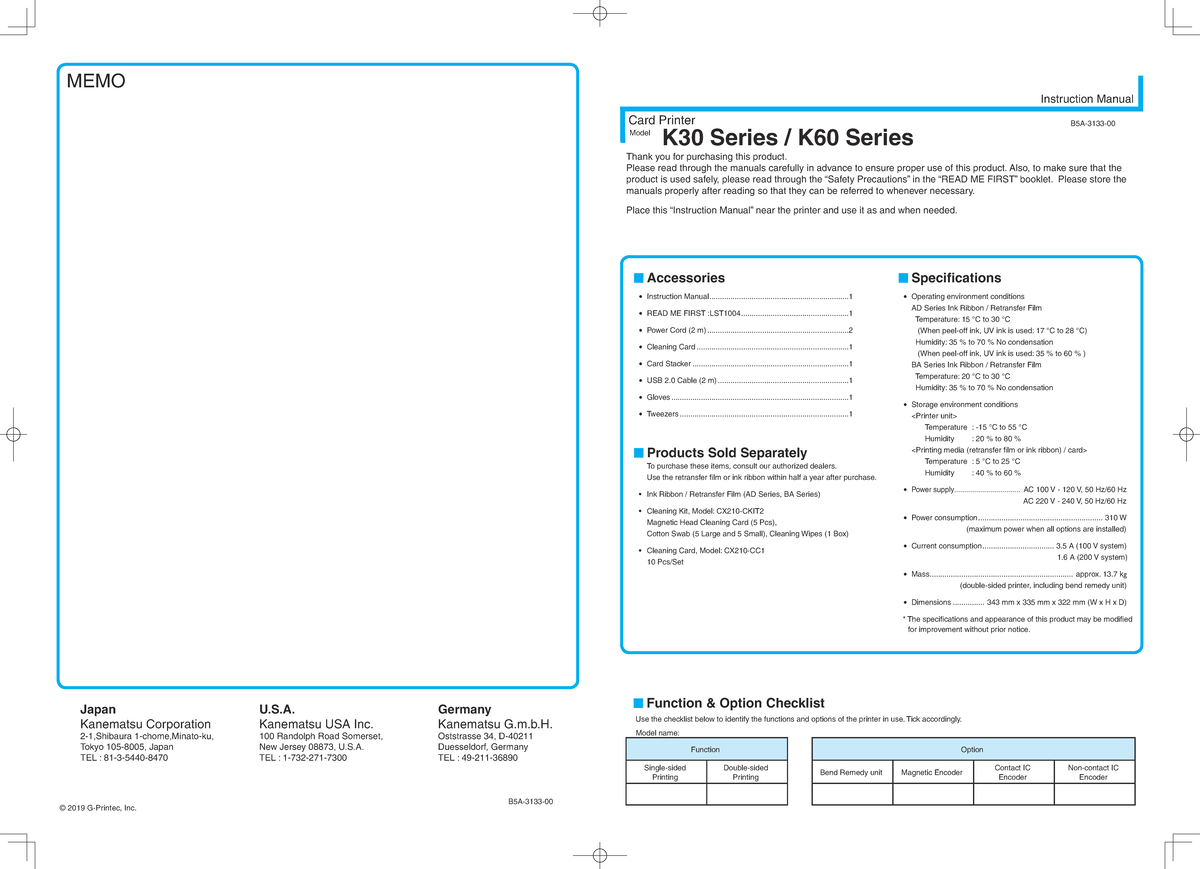 K30 & K60 Series Card Printer Quick Installation Guide - Studocu