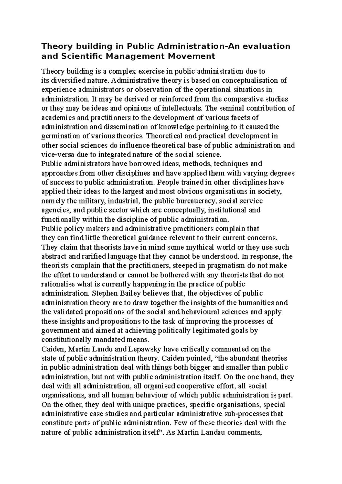 Theory Building in Public Administration: An Evaluation & Insights ...