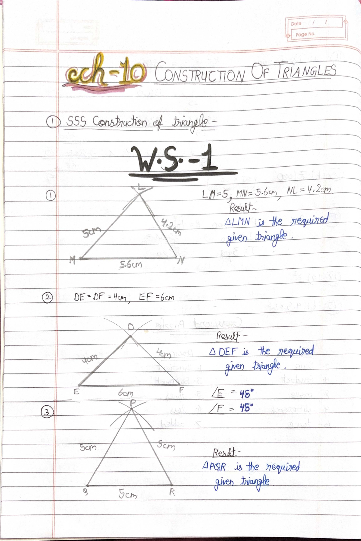 Ch 10 - Construction of Triangles and Their Properties - Studocu