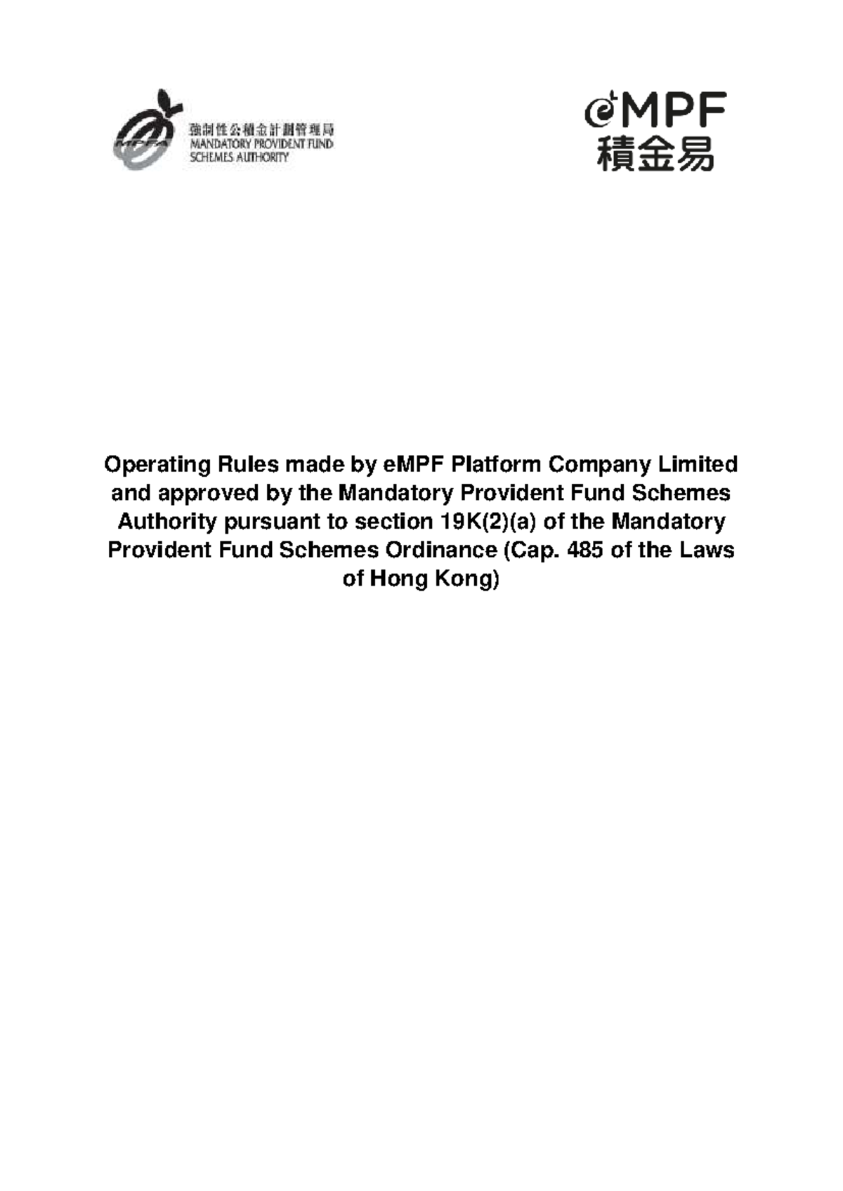 Operating Rules for eMPF Platform Co. Ltd. - MPFSO Compliance - Studocu