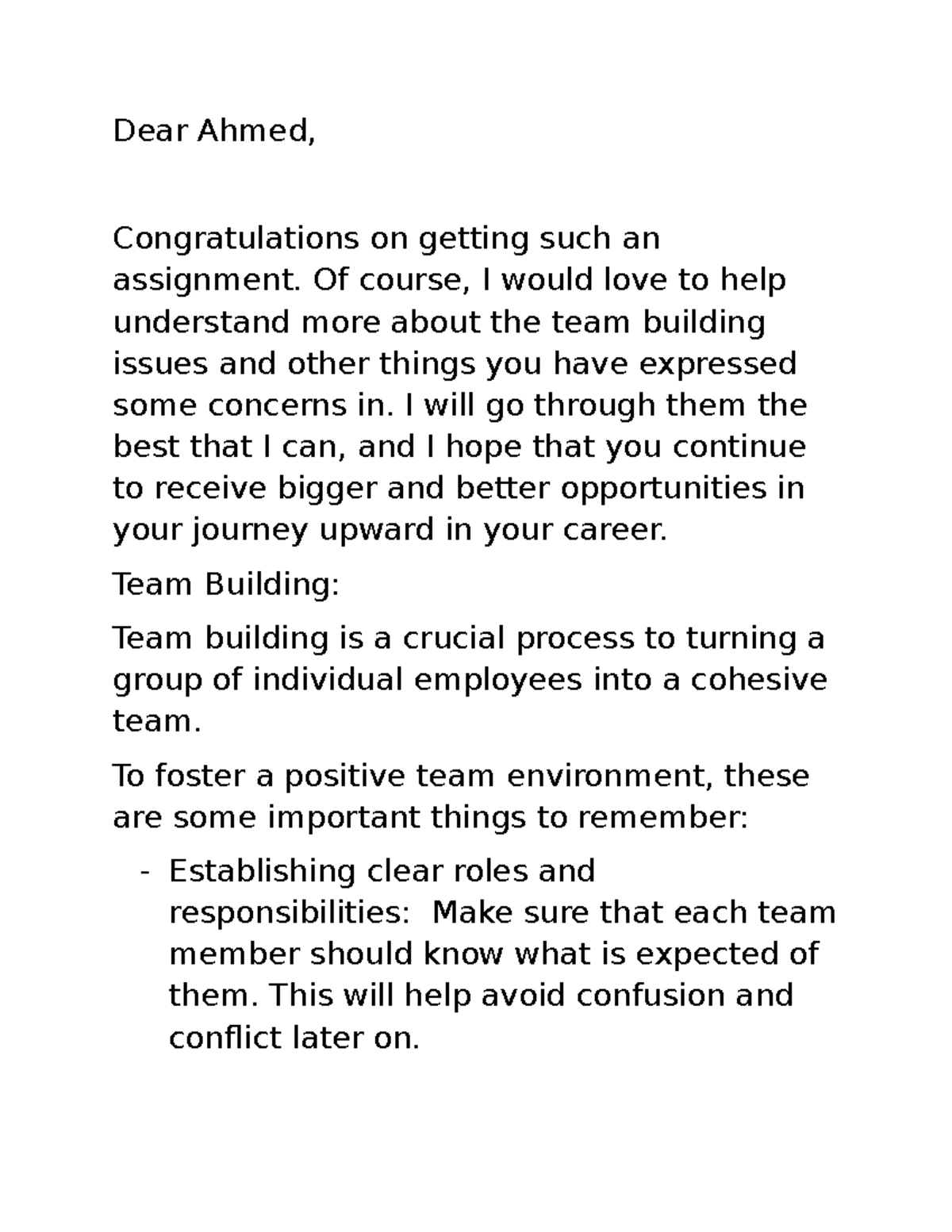 Team Building Strategies: Week 3 Email Response - Studocu