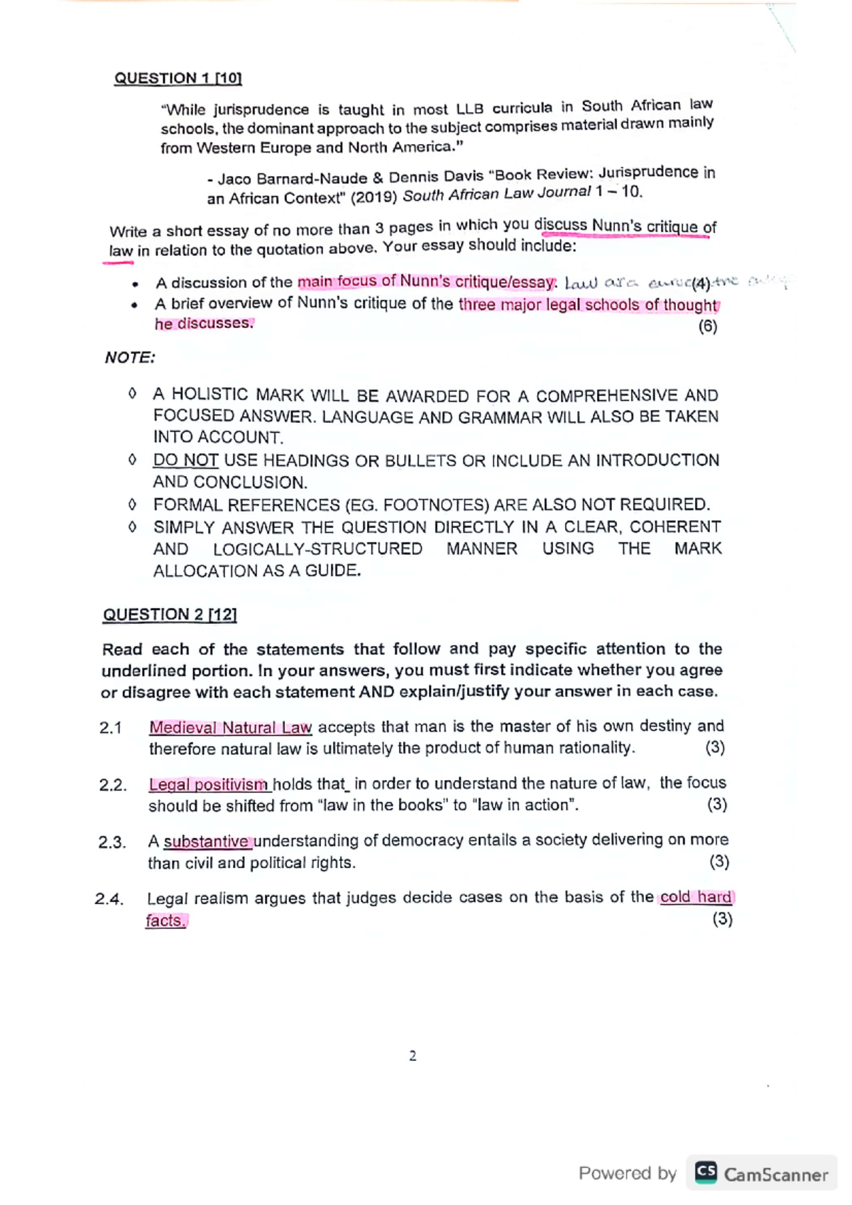 JUR310 Final Exam Preparation: Critique of Jurisprudence in Law - Studocu