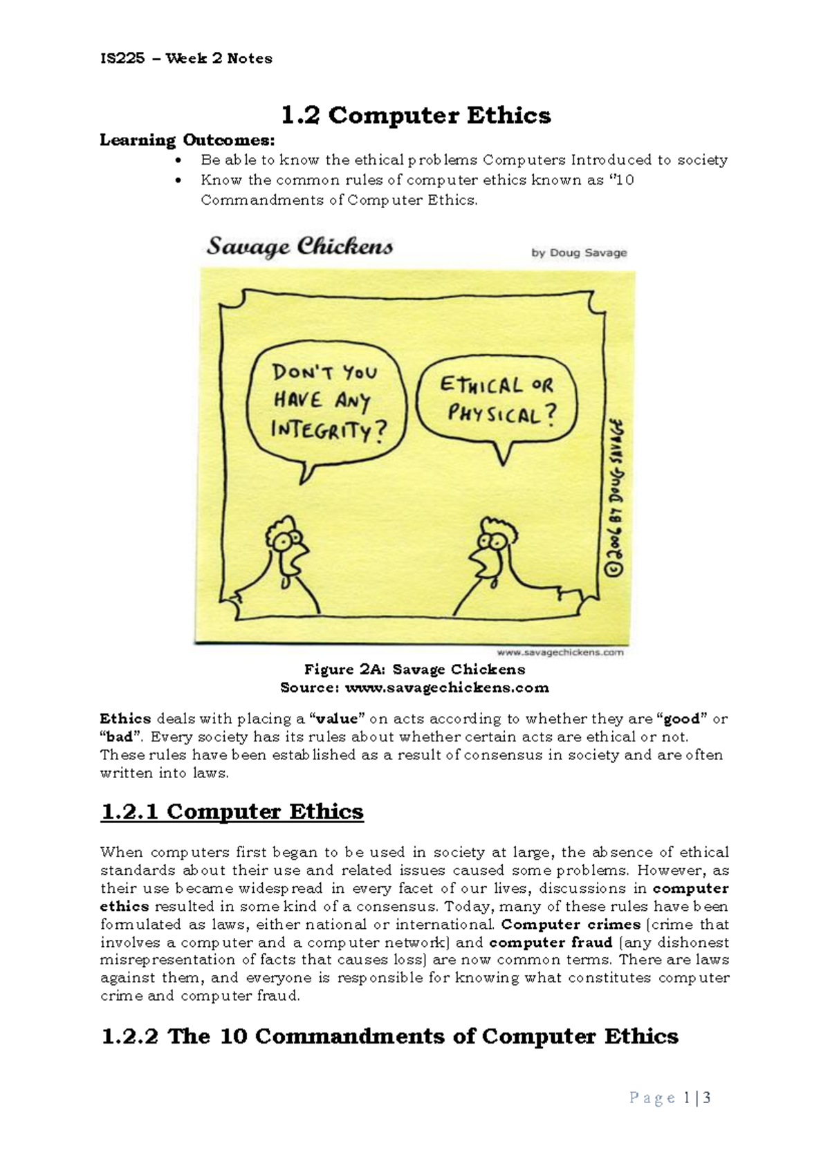 IS225 Week 2 Lecture Notes: Understanding Computer Ethics - Studocu