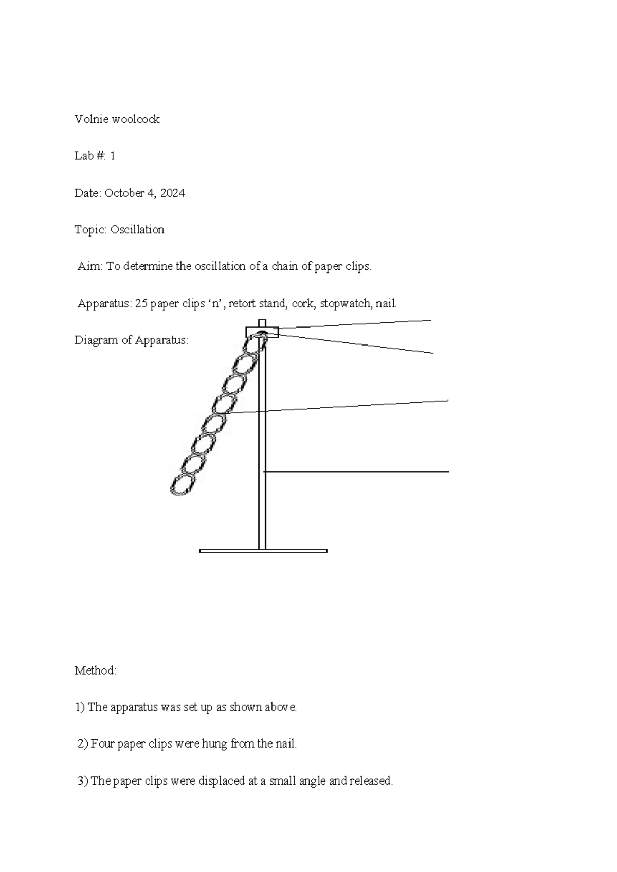 Cape Physics Lab 1: Investigating Oscillation of Paper Clips - Studocu
