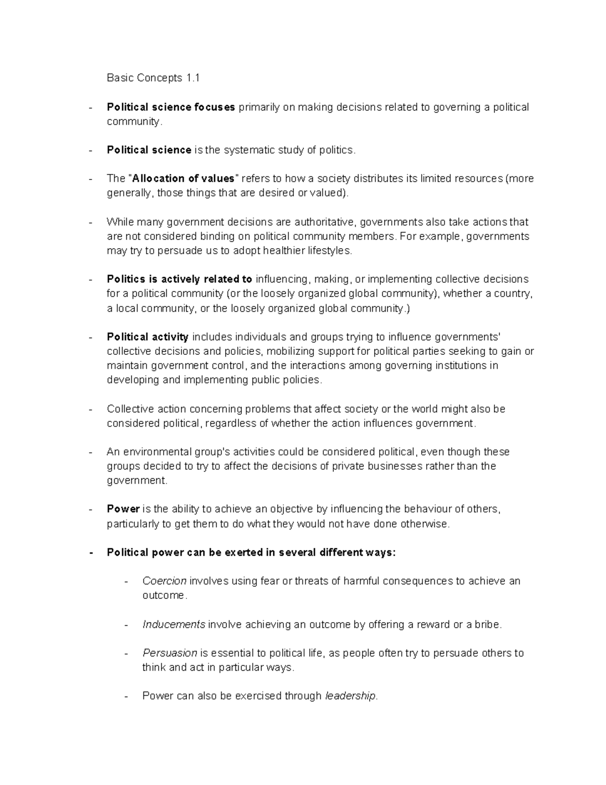Politics 101: Chapter 1 - Key Concepts and Theories - Studocu