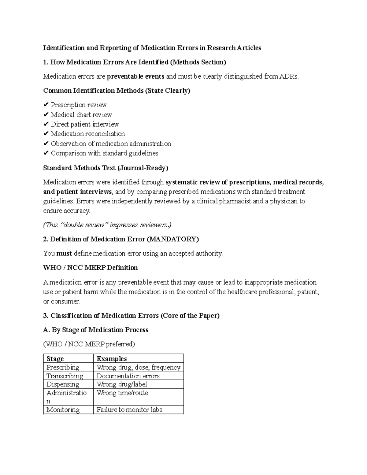 Medication Errors: Identification, Classification, and Reporting ...